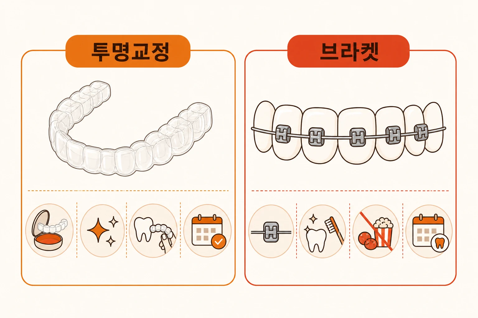 투명교정과 브라켓, 어떤 교정을 선택할까 | 파주 서울이고운치과 내용을 설명하는 치과 진료 이미지